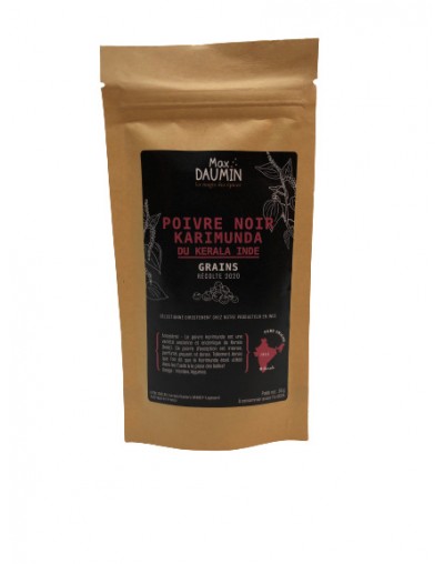Poivre noir Karimunda du Kerala d'Inde 55g - Max DAUMIN Poivre noir Karimunda du Kerala d'Inde 55g - Max DAUMIN