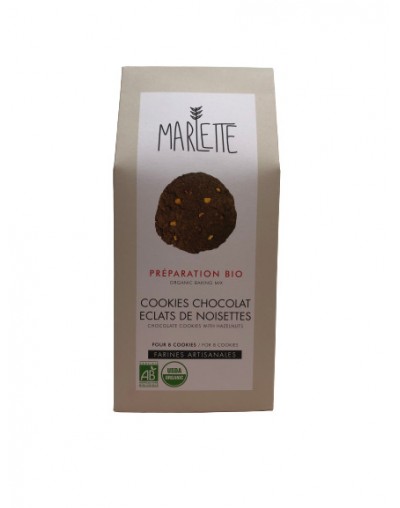 Préparation BIO de cookies au chocolats aux éclats de noisettes 320g - Marlette Préparation BIO de cookies au chocolats aux éclats de noisettes 320g - Marlette